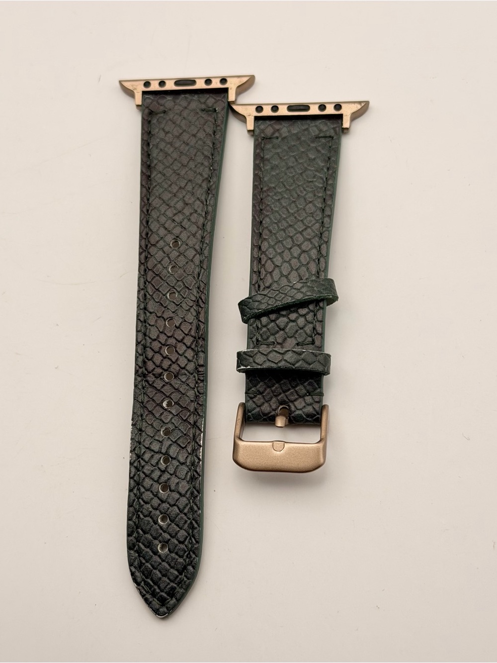 Heyday Apple Watch Snake & Leather Texture with brushed Gold, 42/44/45/46/49mm